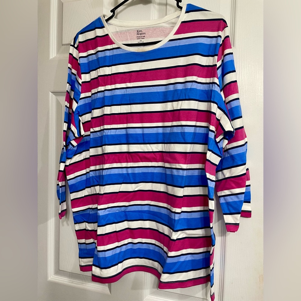 Kim Rogers Vibrant Striped Cotton Top
